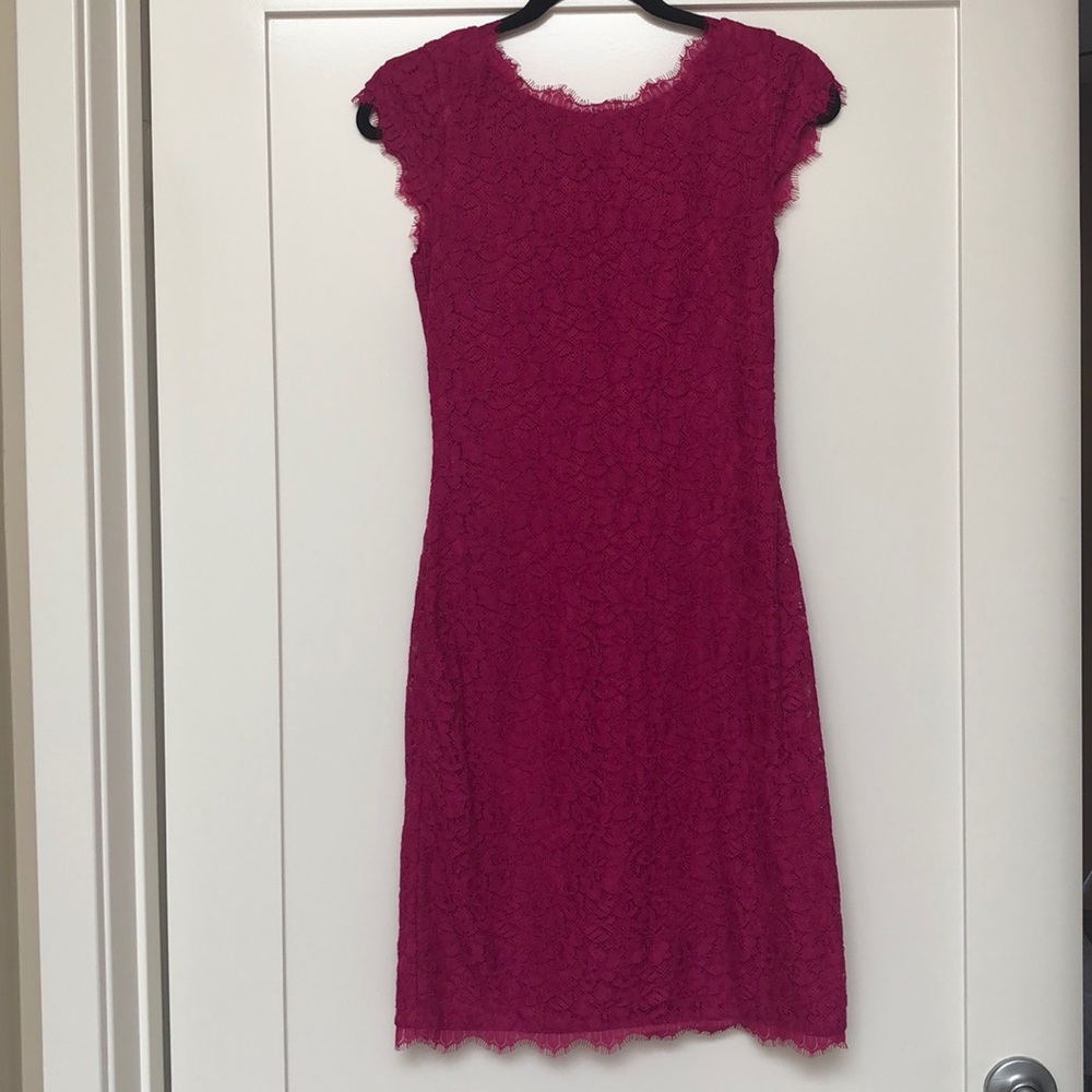 Diane von Furstenberg Barbara Pink Lace Dress Sz 2